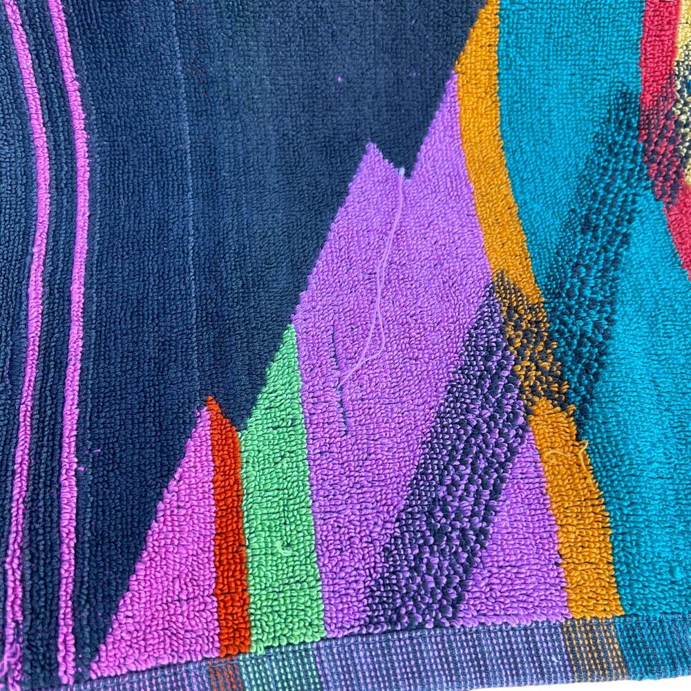 Vintage Terry Treasure Bath Beach Towel Southwestern Geometric 80s 32x58 Cotton - Picture 8 of 8